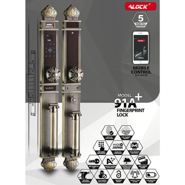 دستگیره هوشمند کلاسیک ALOCK مدل +91A - Image 3