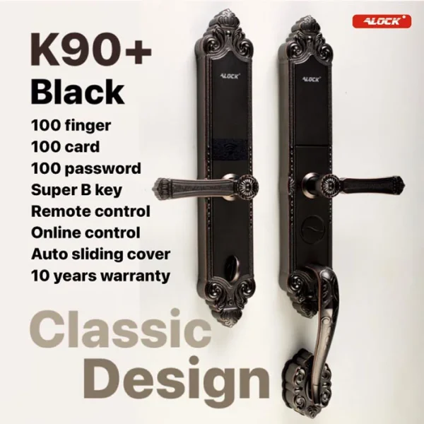 دستگیره هوشمند کلاسیک ALOCK مدل +K90 مشکی - Image 3