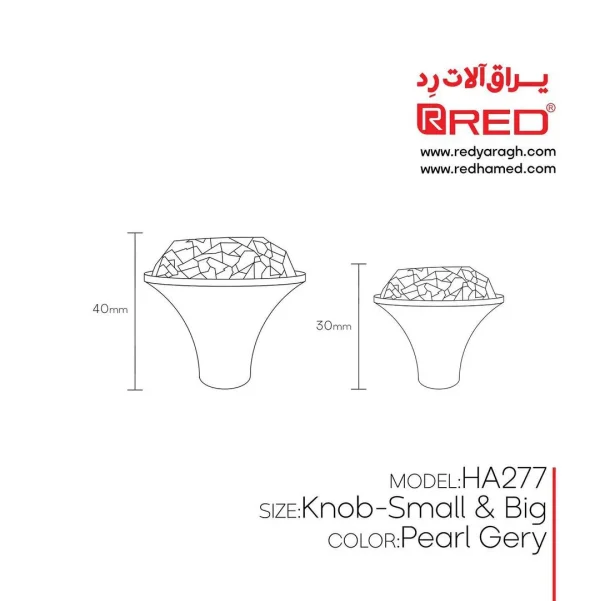 دستگیره کریستالی RED مدل HA277 طلایی - Image 4