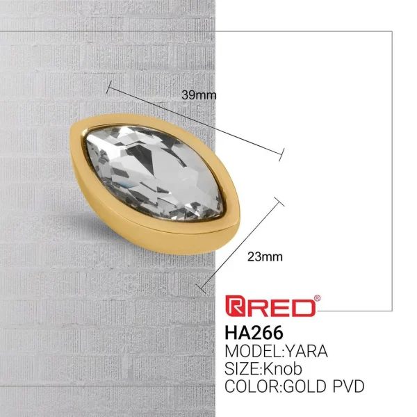 دستگیره کریستالی RED مدل HA266 رنگ طلایی - Image 3