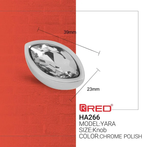 دستگیره کریستالی RED مدل HA266 رنگ کروم - Image 3