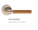دستگیره چرمی بهریزان مدل Art1022RD3 نیکل خش دار و چرم قهوه ای روشن